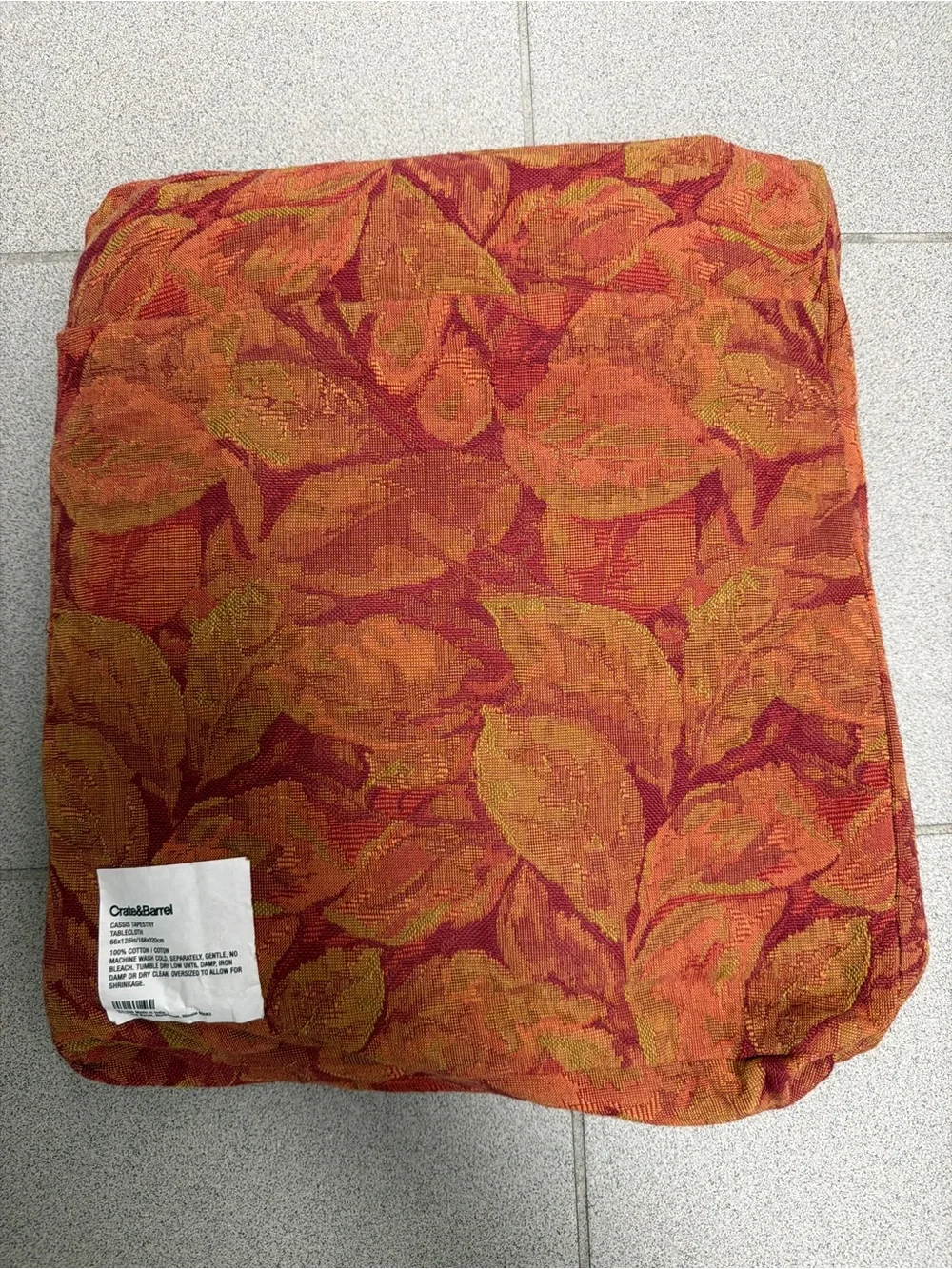 Crate & Barrel Cassis Tapestry Cotton Formal Tablecloth 66in x 126in